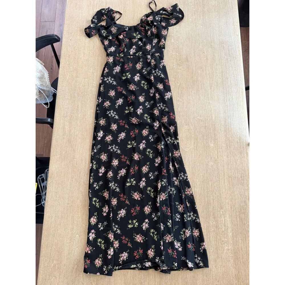 B. Darlin Size 7/8 Black Floral Maxi Dress